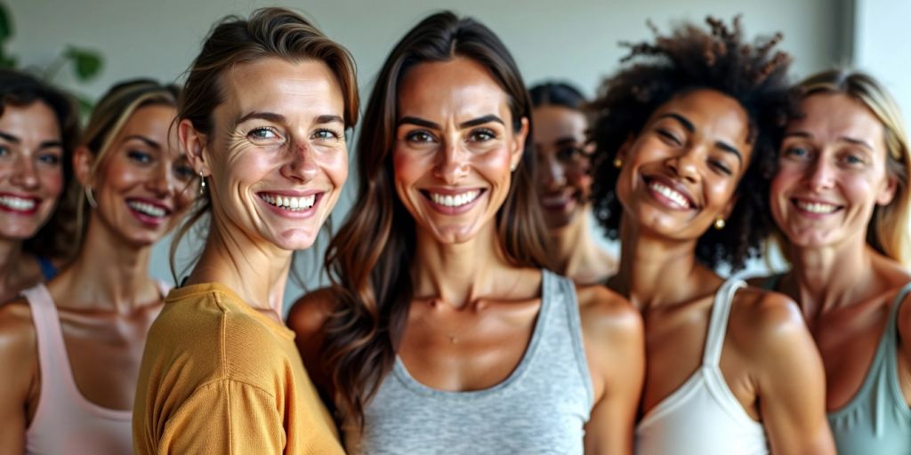 Mulheres diversas sorrindo e confiantes