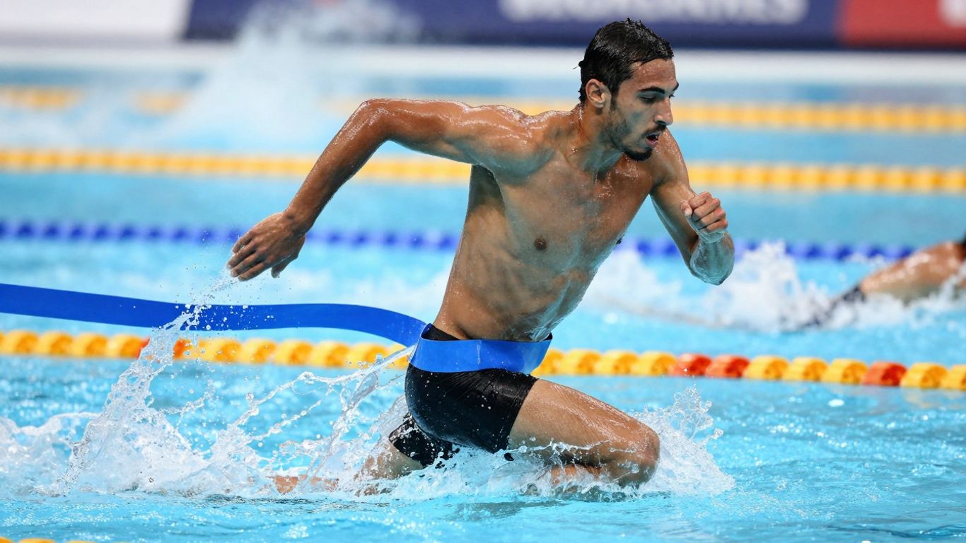 Atleta em ação, alcançando o máximo potencial esportivo.