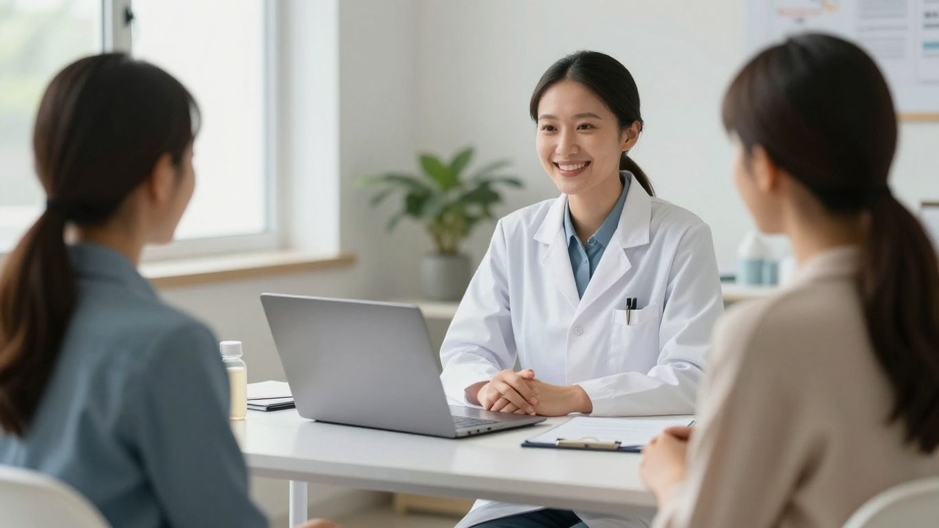 Nutricionista sorrindo em consulta online com paciente.