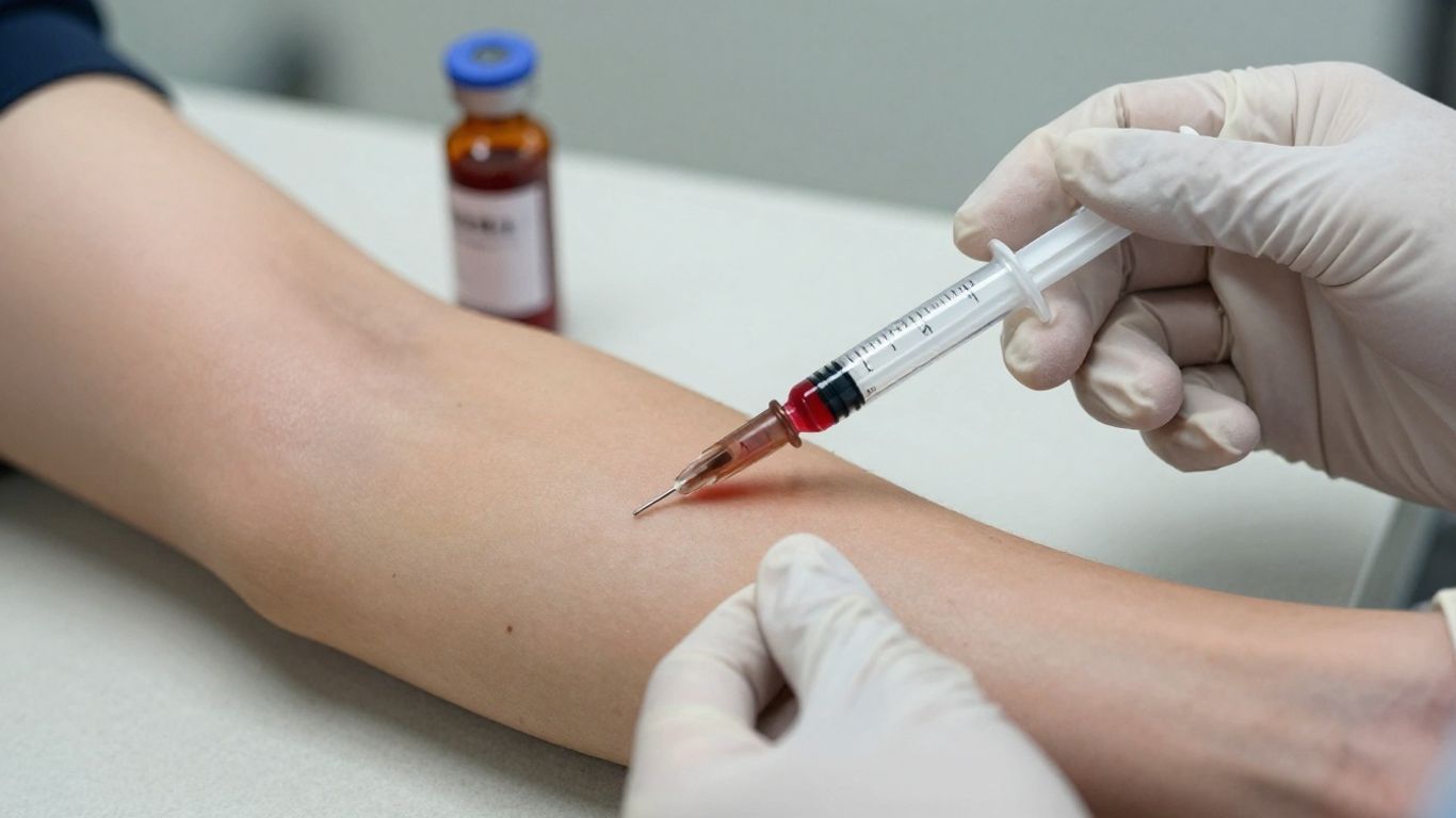 Pessoa fazendo exame de sangue para verificar hormônios.